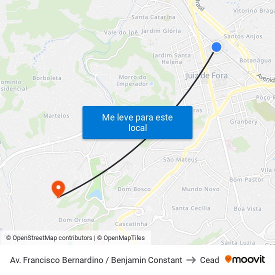 Av. Francisco Bernardino / Benjamin Constant to Cead map