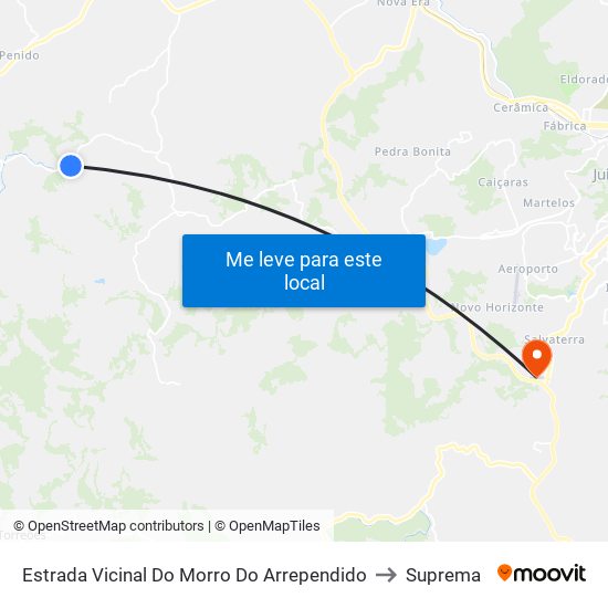 Estrada Vicinal Do Morro Do Arrependido to Suprema map