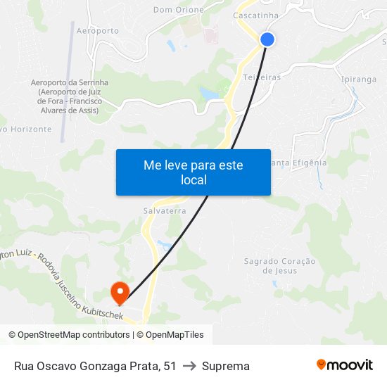 Rua Oscavo Gonzaga Prata, 51 to Suprema map