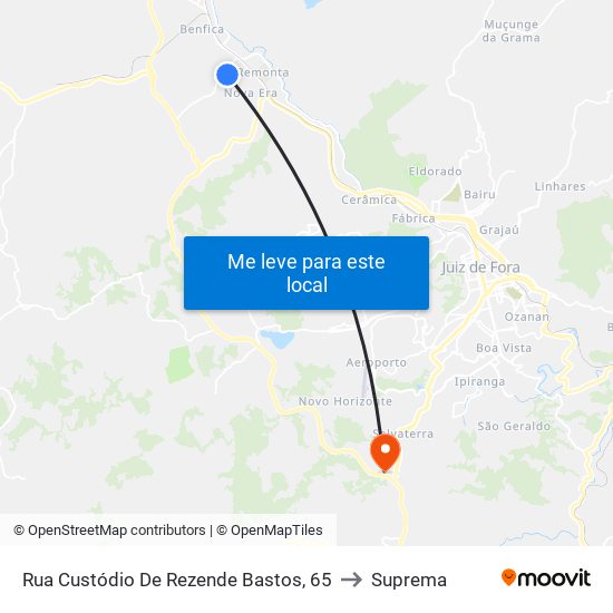 Rua Custódio De Rezende Bastos, 65 to Suprema map