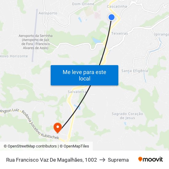 Rua Francisco Vaz De Magalhães, 1002 to Suprema map