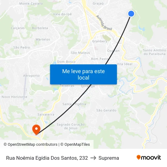 Rua Noêmia Egídia Dos Santos, 232 to Suprema map