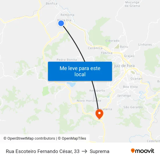 Rua Escoteiro Fernando César, 33 to Suprema map