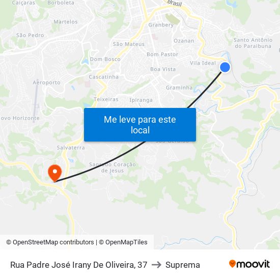 Rua Padre José Irany De Oliveira, 37 to Suprema map