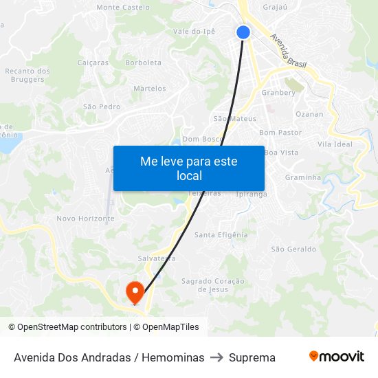 Avenida Dos Andradas / Hemominas to Suprema map