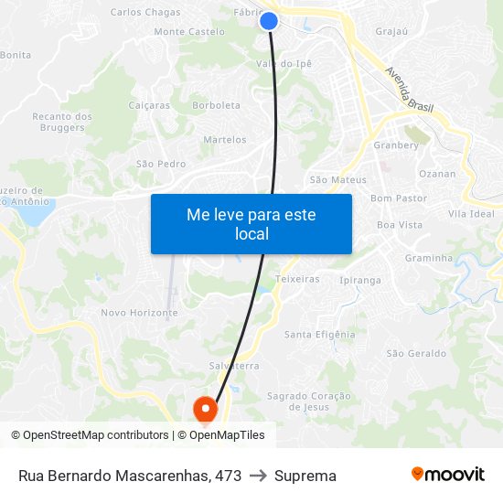 Rua Bernardo Mascarenhas, 473 to Suprema map