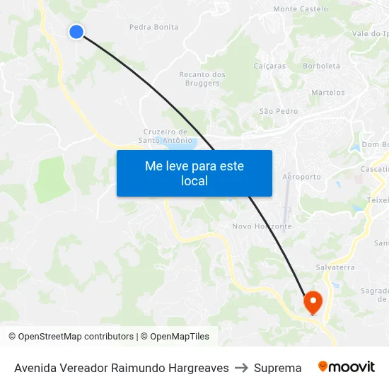 Avenida Vereador Raimundo Hargreaves to Suprema map