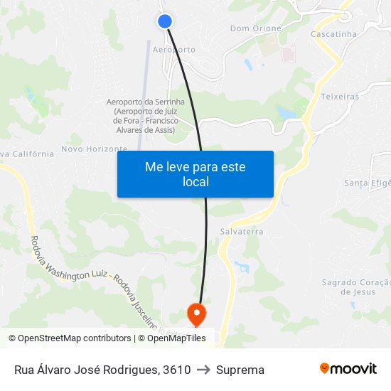 Rua Álvaro José Rodrigues, 3610 to Suprema map