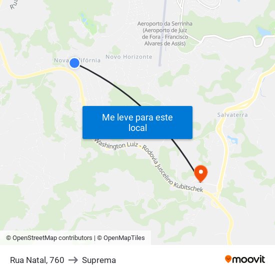 Rua Natal, 760 to Suprema map
