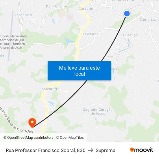 Rua Professor Francisco Sobral, 830 to Suprema map