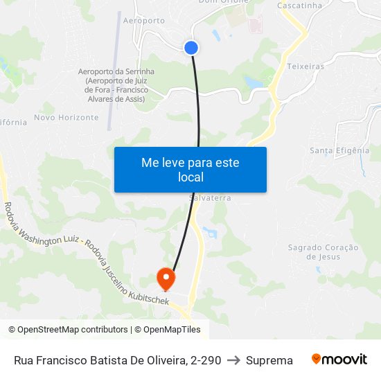 Rua Francisco Batista De Oliveira, 2-290 to Suprema map