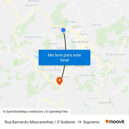 Rua Bernardo Mascarenhas / If Sudeste to Suprema map