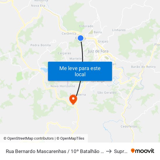 Rua Bernardo Mascarenhas / 10º Batalhão De Infantaria Leve to Suprema map