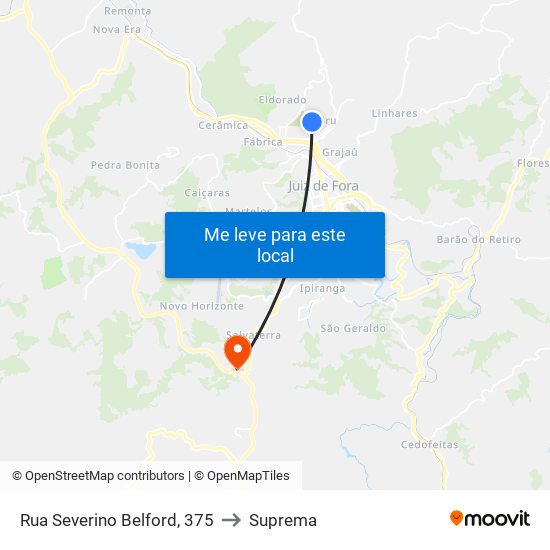 Rua Severino Belford, 375 to Suprema map