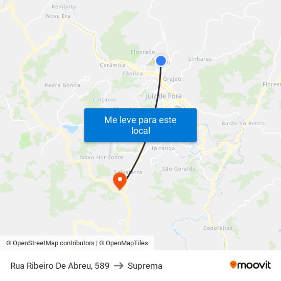 Rua Ribeiro De Abreu, 589 to Suprema map