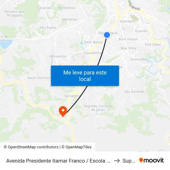 Avenida Presidente Itamar Franco / Escola Estadual Fernando Lobo to Suprema map