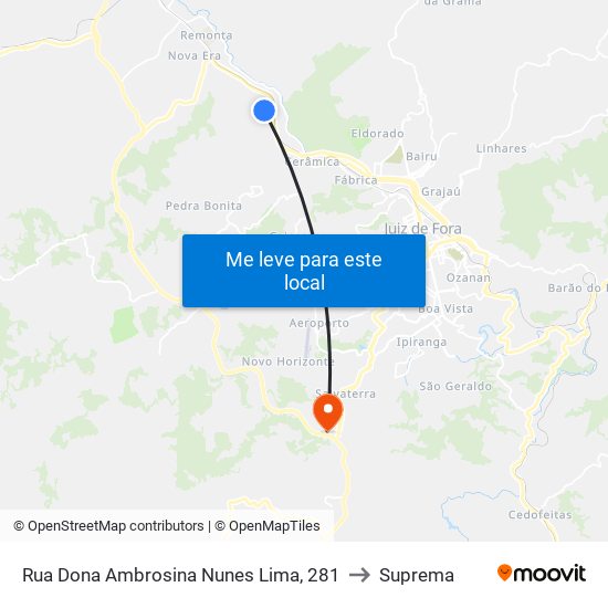 Rua Dona Ambrosina Nunes Lima, 281 to Suprema map