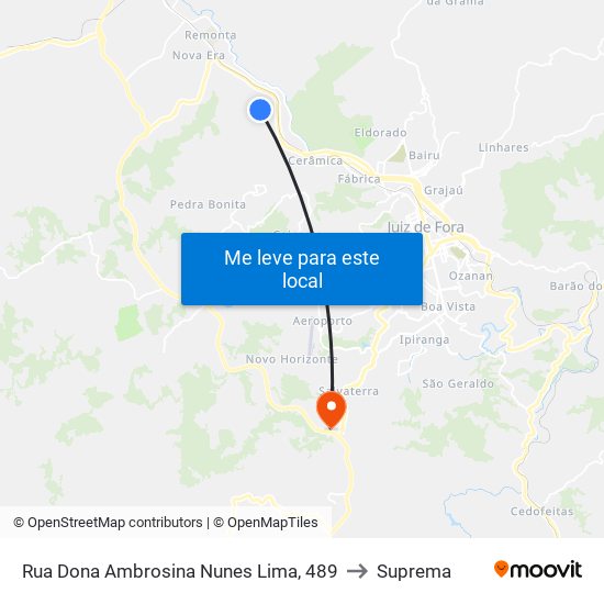 Rua Dona Ambrosina Nunes Lima, 489 to Suprema map