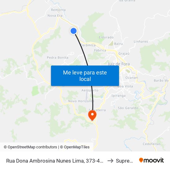 Rua Dona Ambrosina Nunes Lima, 373-485 to Suprema map