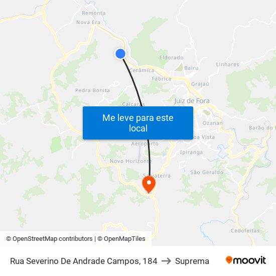 Rua Severino De Andrade Campos, 184 to Suprema map