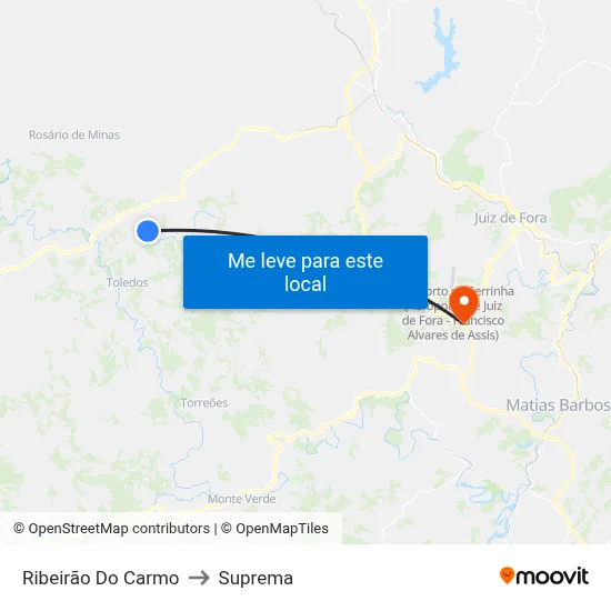Ribeirão Do Carmo to Suprema map