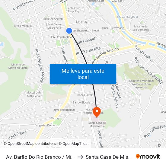 Av. Barão Do Rio Branco / Mister Moore to Santa Casa De Misericórdia map