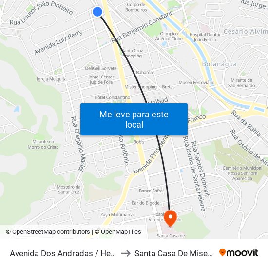 Avenida Dos Andradas / Hemominas to Santa Casa De Misericórdia map