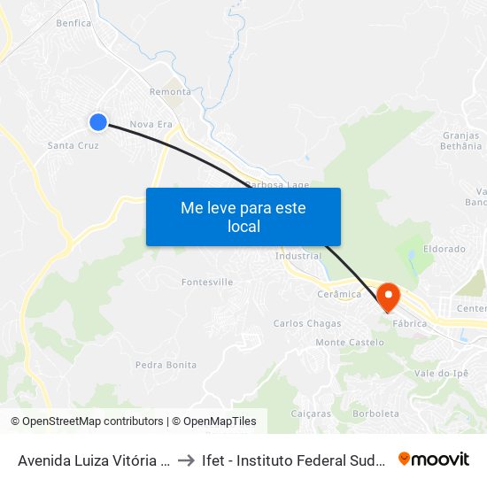 Avenida Luiza Vitória Fernandes, 1061 to Ifet - Instituto Federal Sudeste De Minas Gerais map