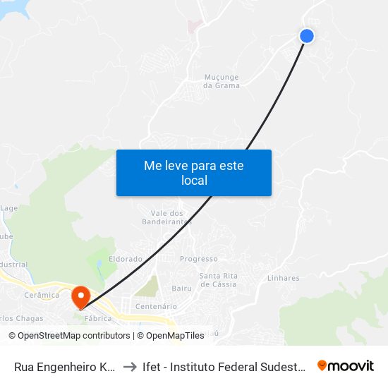 Rua Engenheiro Kurt Zoet, 08 to Ifet - Instituto Federal Sudeste De Minas Gerais map