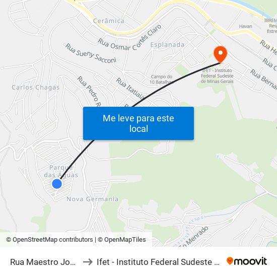 Rua Maestro José Quirino to Ifet - Instituto Federal Sudeste De Minas Gerais map