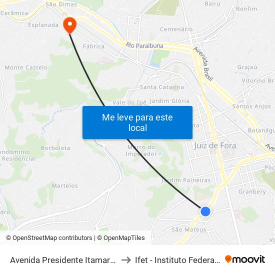 Avenida Presidente Itamar Franco / Victory Business Hotel to Ifet - Instituto Federal Sudeste De Minas Gerais map