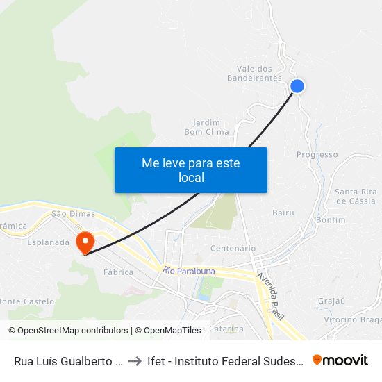 Rua Luís Gualberto Júnior, 2-298 to Ifet - Instituto Federal Sudeste De Minas Gerais map