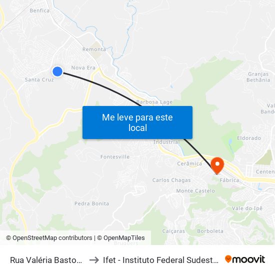 Rua Valéria Bastos Muniz, 110 to Ifet - Instituto Federal Sudeste De Minas Gerais map