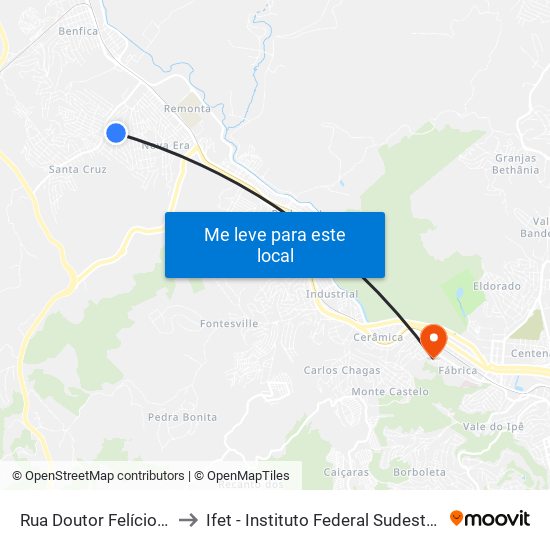 Rua Doutor Felício Pifano, 140 to Ifet - Instituto Federal Sudeste De Minas Gerais map