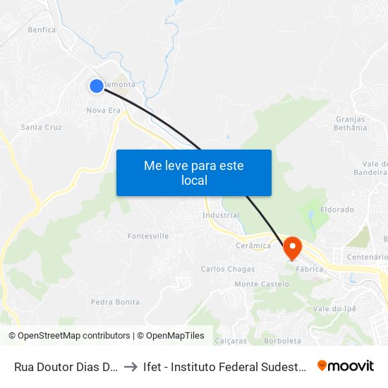 Rua Doutor Dias Da Cruz, 279 to Ifet - Instituto Federal Sudeste De Minas Gerais map