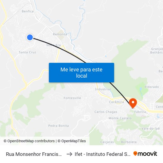 Rua Monsenhor Francisco De Paula Salgado, 275 to Ifet - Instituto Federal Sudeste De Minas Gerais map