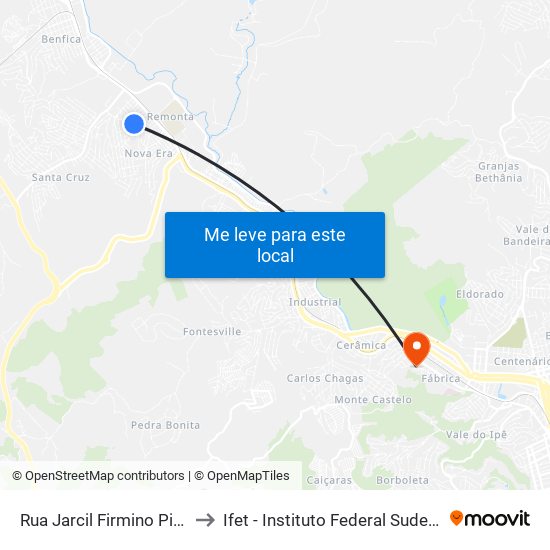 Rua Jarcil Firmino Pinheiro, 188-562 to Ifet - Instituto Federal Sudeste De Minas Gerais map