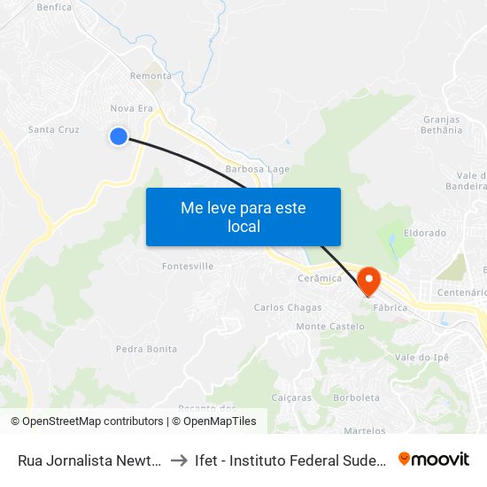 Rua Jornalista Newton Dantas, 135 to Ifet - Instituto Federal Sudeste De Minas Gerais map