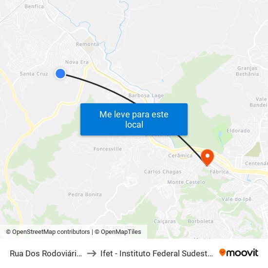 Rua Dos Rodoviários, 614-682 to Ifet - Instituto Federal Sudeste De Minas Gerais map