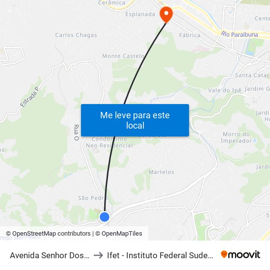 Avenida Senhor Dos Passos, 1846 to Ifet - Instituto Federal Sudeste De Minas Gerais map