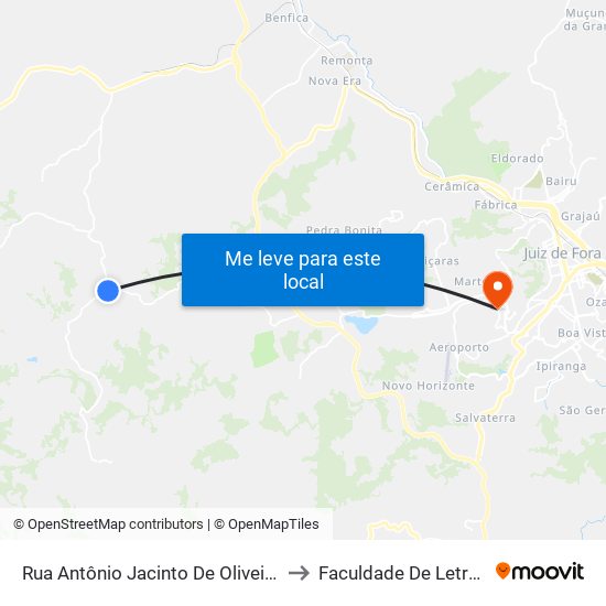 Rua Antônio Jacinto De Oliveira to Faculdade De Letras map