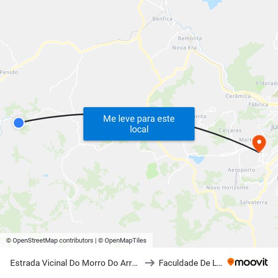 Estrada Vicinal Do Morro Do Arrependido to Faculdade De Letras map