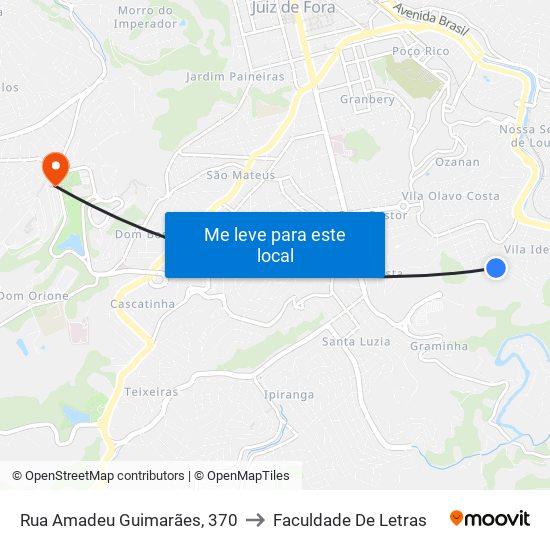 Rua Amadeu Guimarães, 370 to Faculdade De Letras map