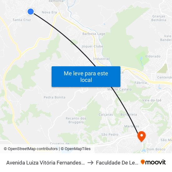 Avenida Luiza Vitória Fernandes, 1061 to Faculdade De Letras map