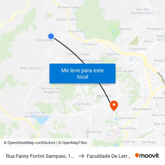 Rua Fanny Fortini Sampaio, 155 to Faculdade De Letras map