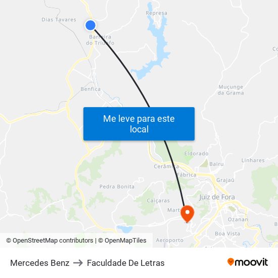 Mercedes Benz to Faculdade De Letras map