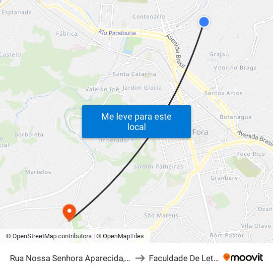 Rua Nossa Senhora Aparecida, 800 to Faculdade De Letras map