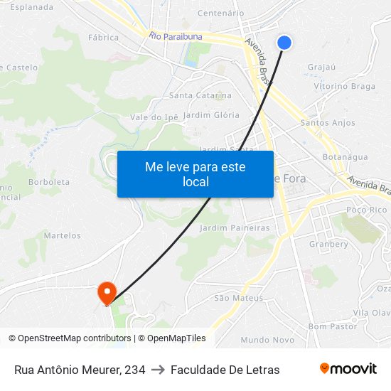 Rua Antônio Meurer, 234 to Faculdade De Letras map