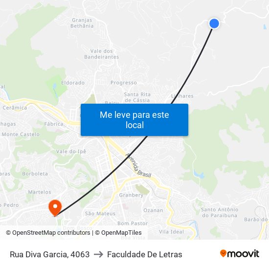 Rua Diva Garcia, 4063 to Faculdade De Letras map