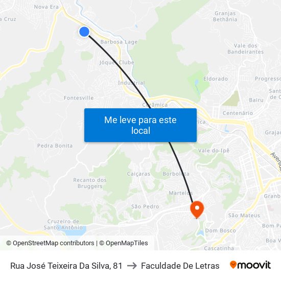 Rua José Teixeira Da Silva, 81 to Faculdade De Letras map